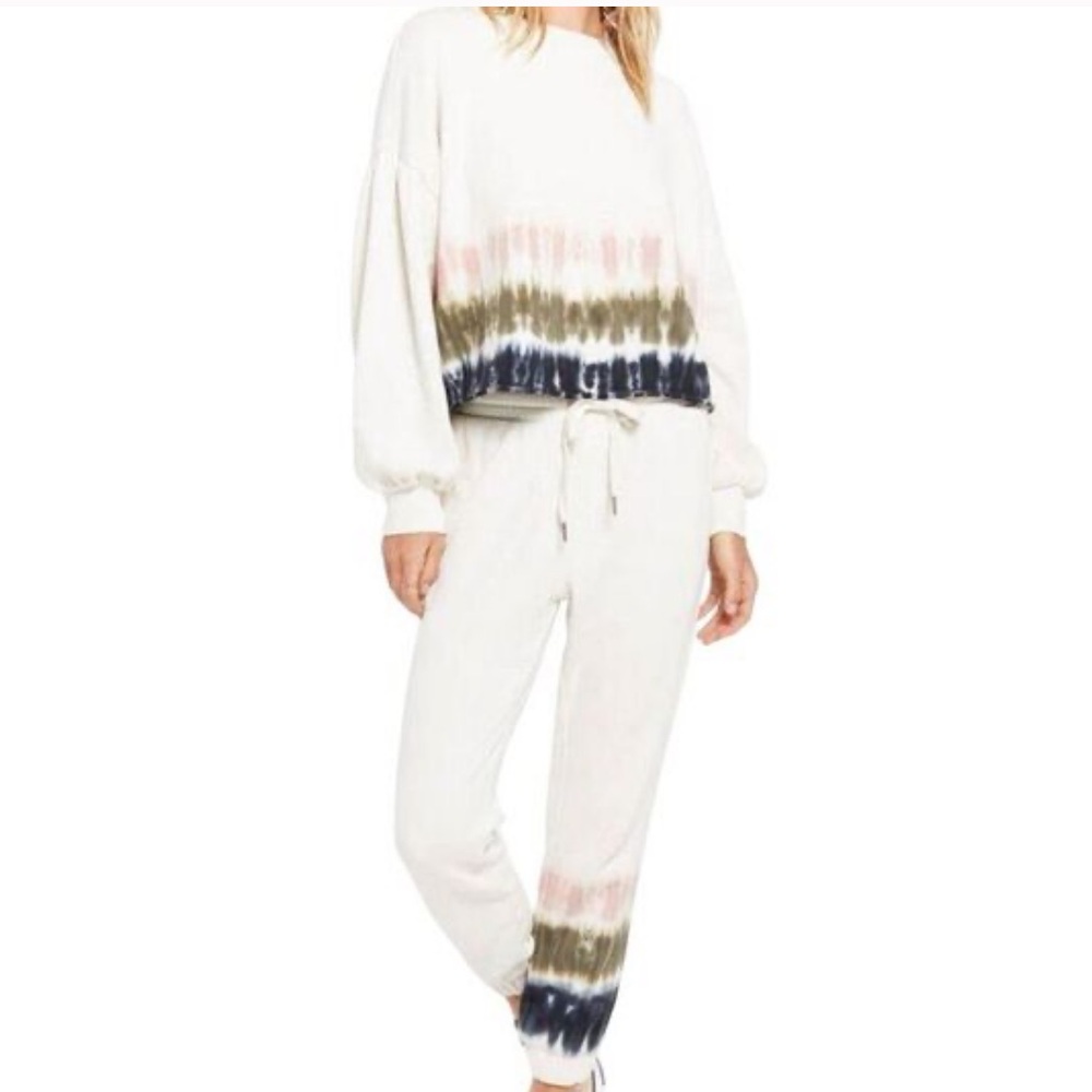 Z Supply Bone Sweatshirt with Tie-Dye Accents